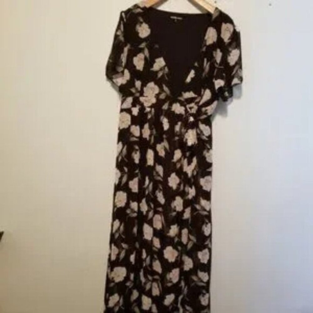 CHARLOTTE RUSSE plus floral maxi top wrap dress with knotted waist 3X